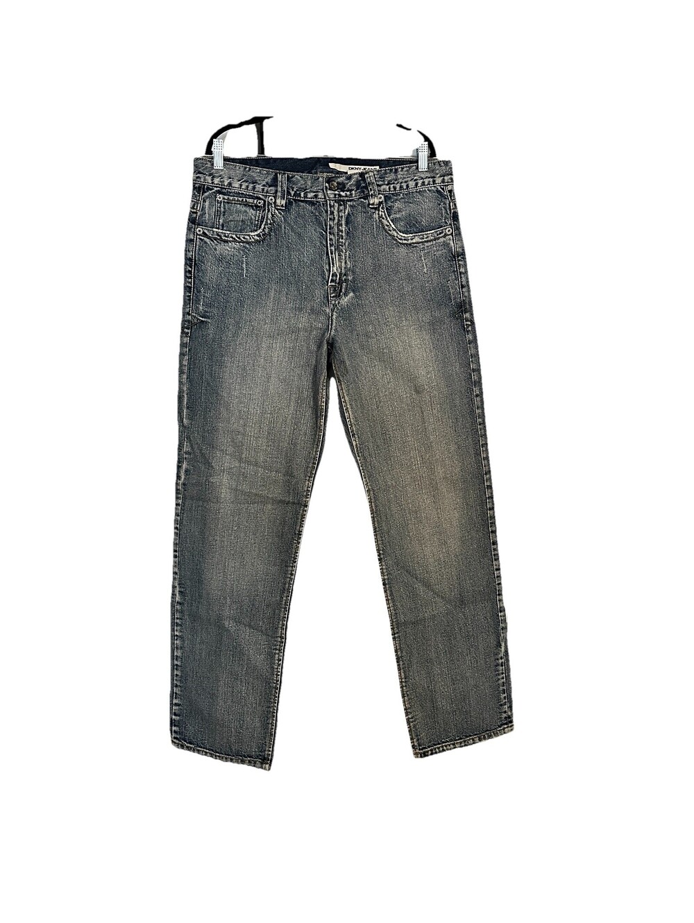 VINTAGE DKNY Jeans Men's 36x34 Grey Wash Distressed Relaxed Straight Denim Y2K